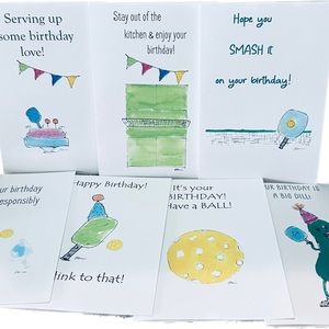 Set of 7 Pickleball Birthday Cards